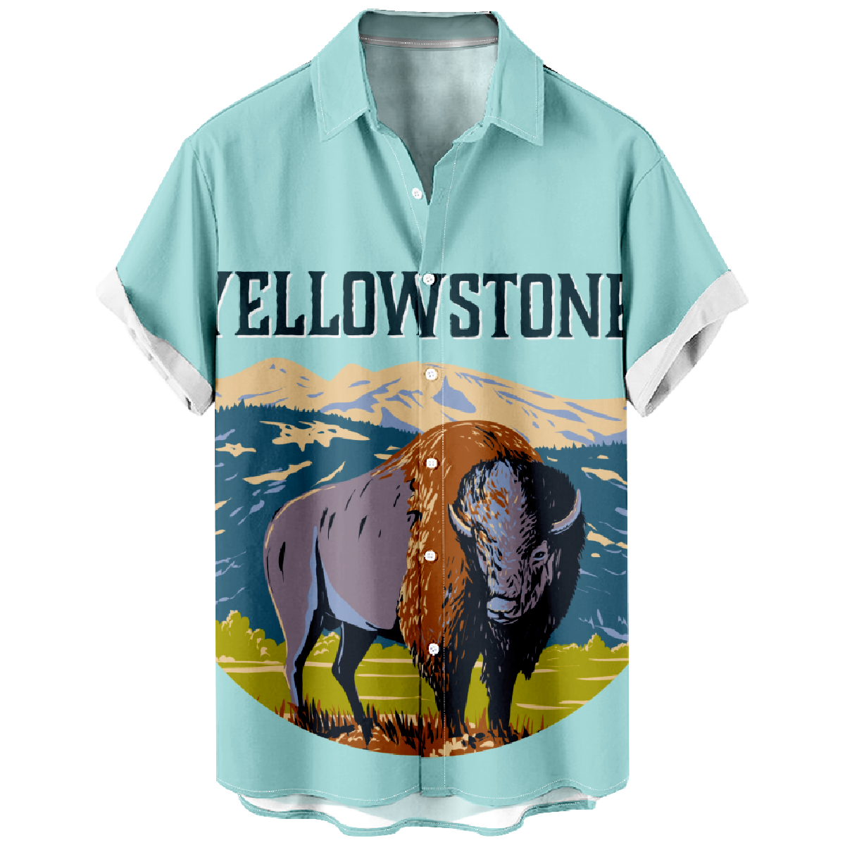 Yellowstone Button Up Shirt Men's Short Sleeve Shirt Summer Tops Allover Print