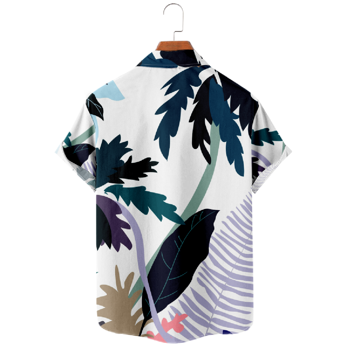 Plant Leaves Print Button Up Shirt Men's Casual Short Sleeve Shirt