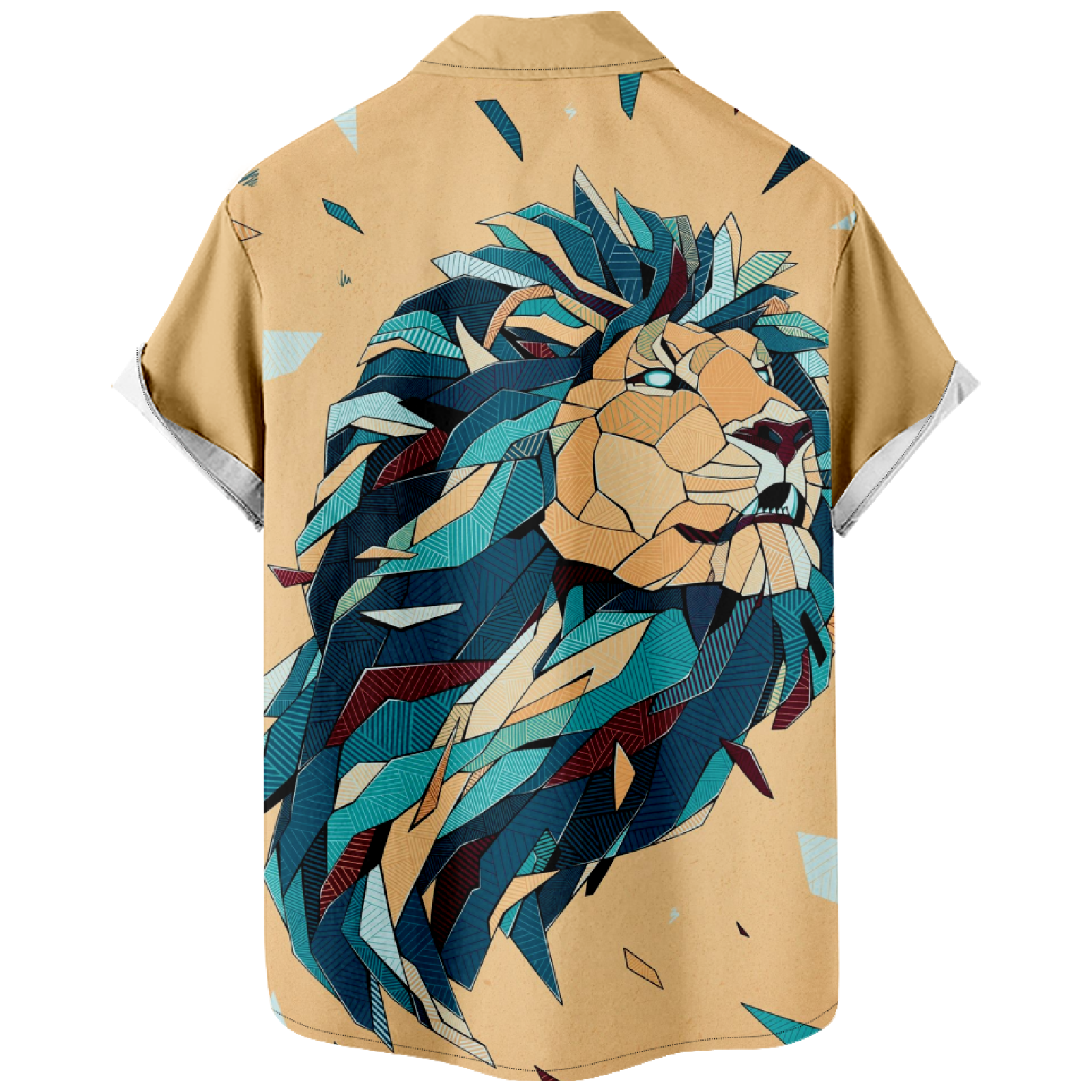 Lion Button Up Shirt Short Sleeve Shirt Men's Casual Shirt