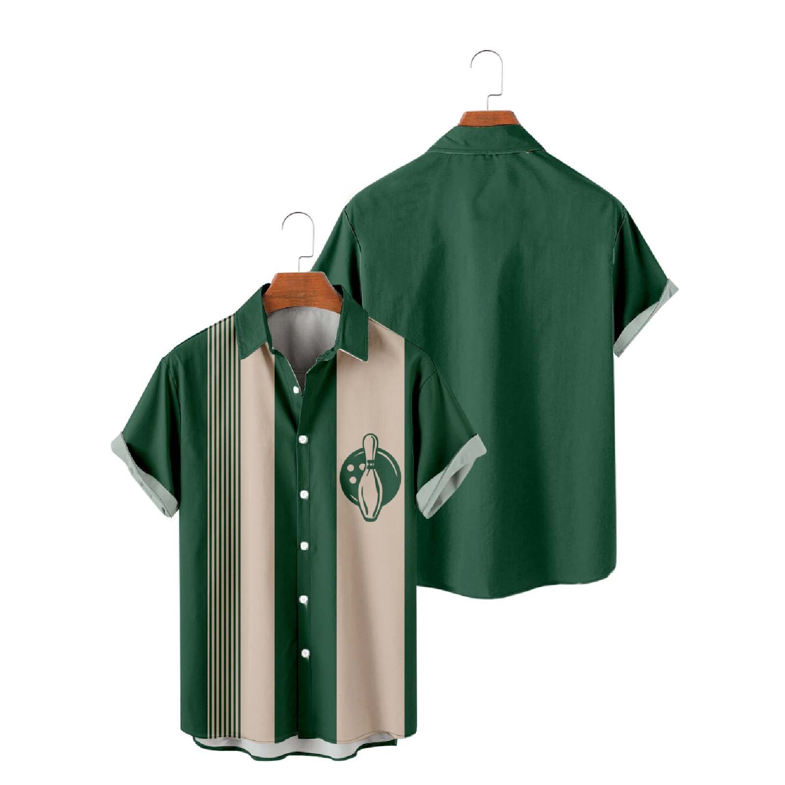 Striped Graphic Print Button Up Shirt Bowling Ball Short Sleeve Shirt Men's