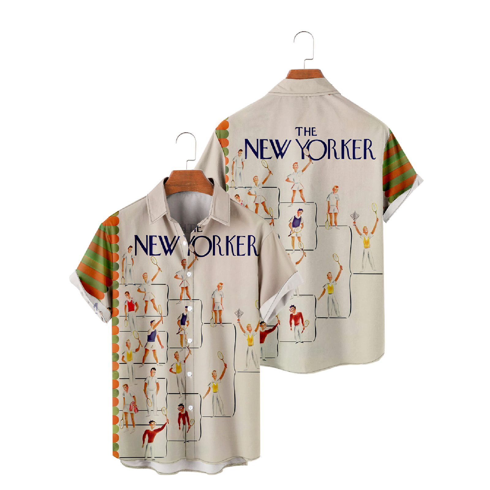 New Yorker Tennis Button Up Shirt Men's Hawaiian Short Sleeve Shirt Summer Tops