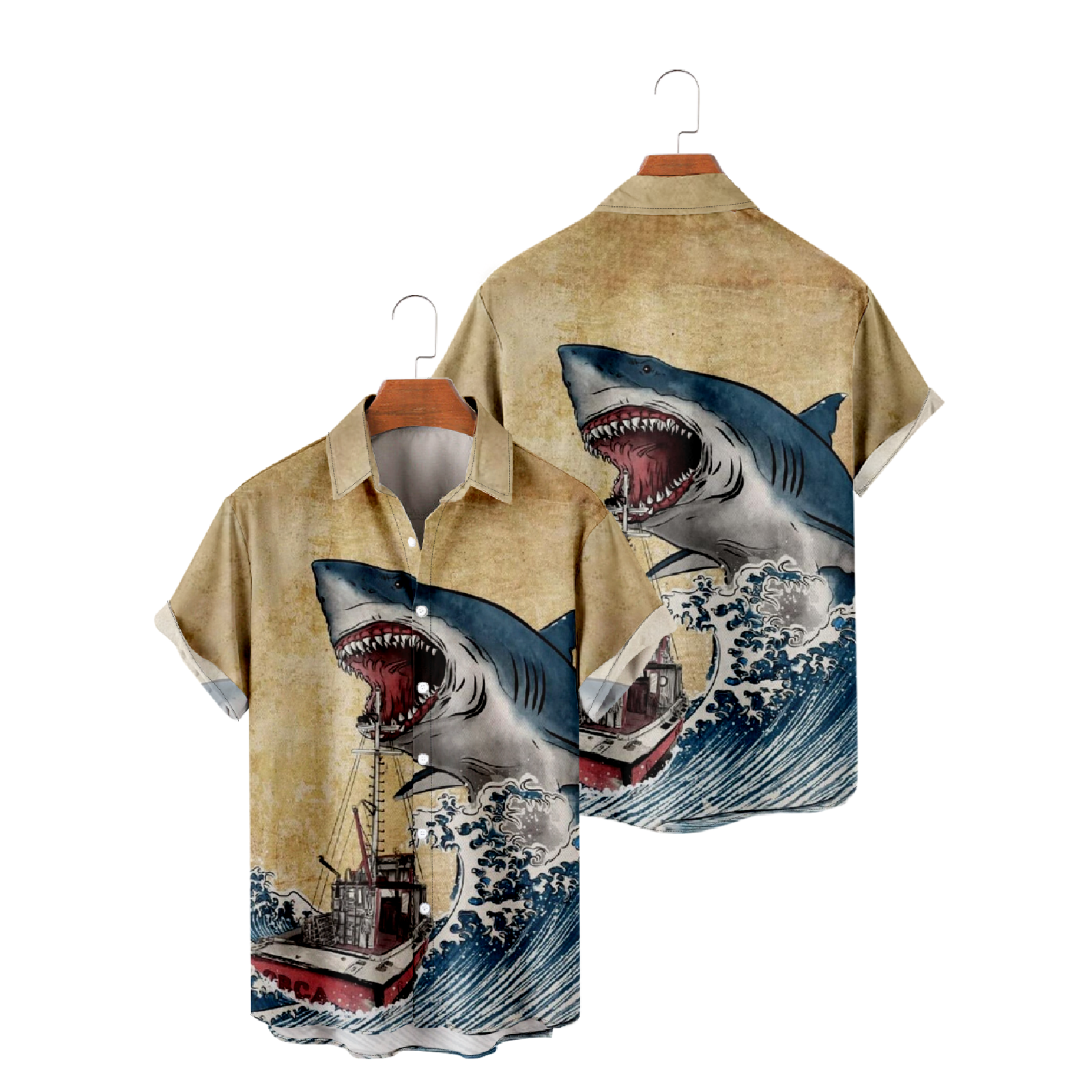 Shark Short Sleeve Shirt Summer Shirt Men's Button Up Shirt
