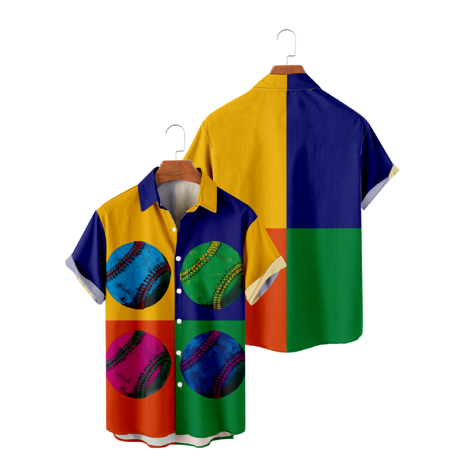 Sports Colour Block Button Up Shirt Men's Patchwork Short Sleeve Shirt Summer Tops