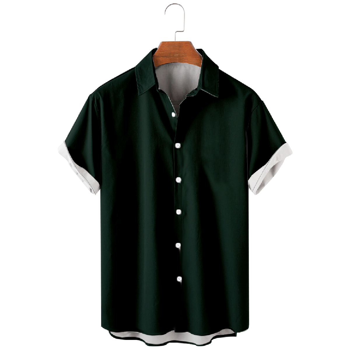 Mens Green Bay Dark Green Button Up Shirt Short Sleeve Regular Fit Breathable Shirt