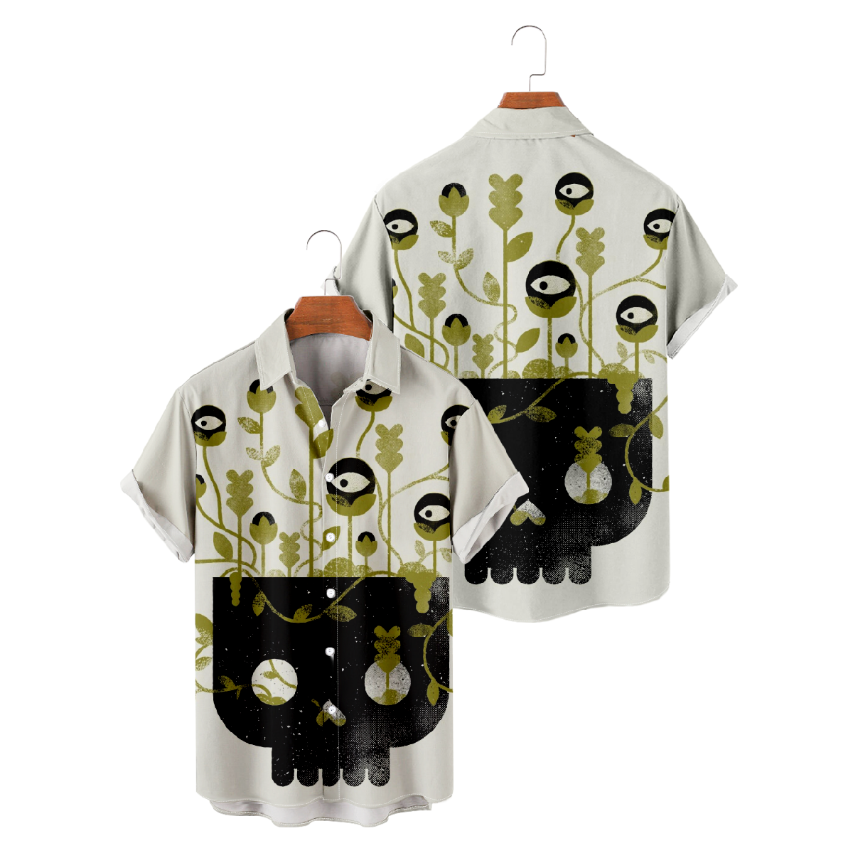 Plant Graphic Print Button Up Shirt Men's Short Sleeve Shirt Casual Shirt