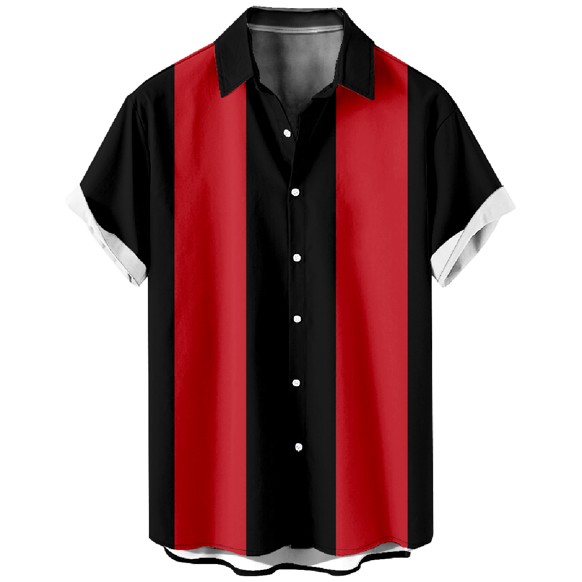 Black and Red Striped Shirt Men's Button Up Shirt Short Sleeve