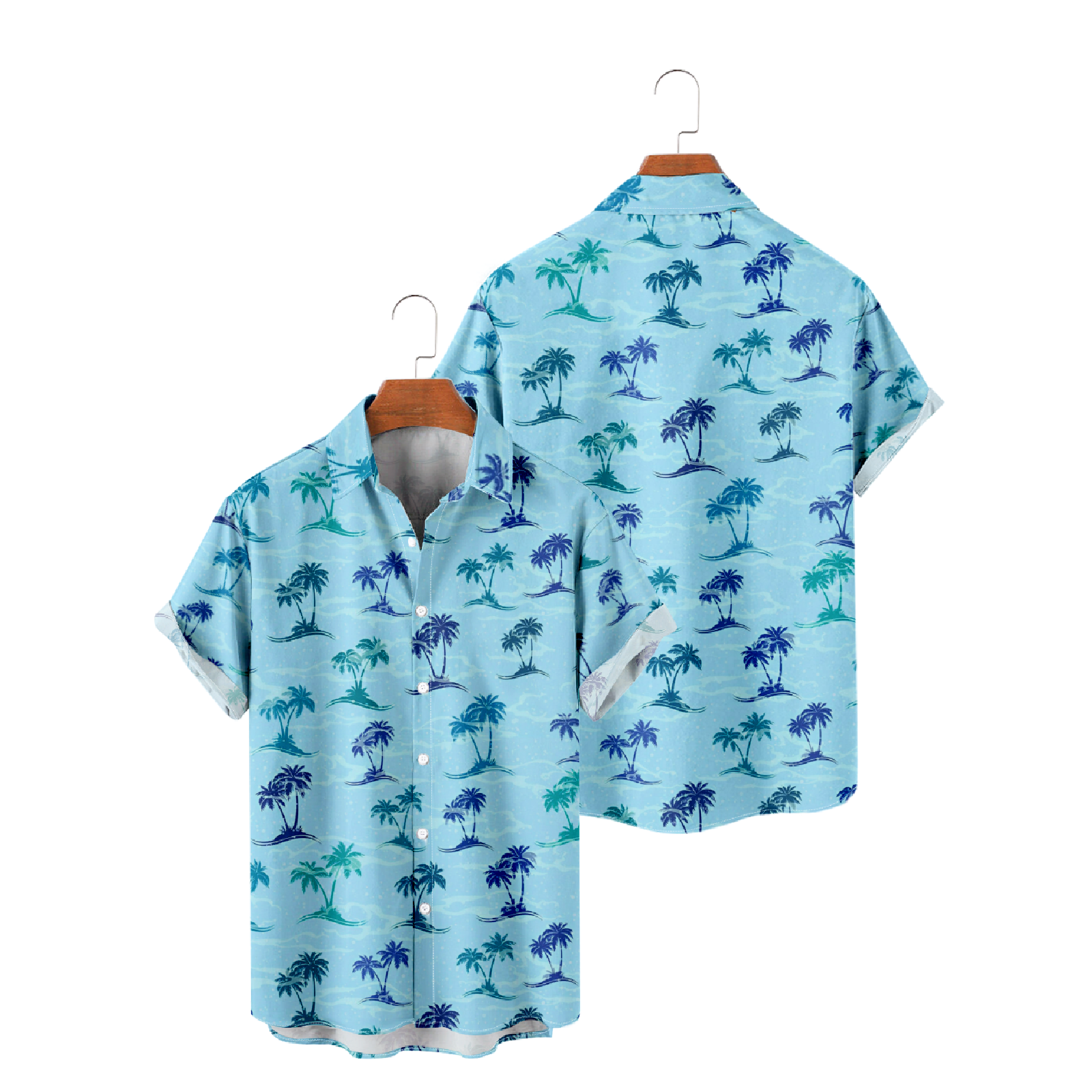 Palm Tree Hawaiian Button Short Sleeve Shirt Men's Summer Beach Shirt Thin