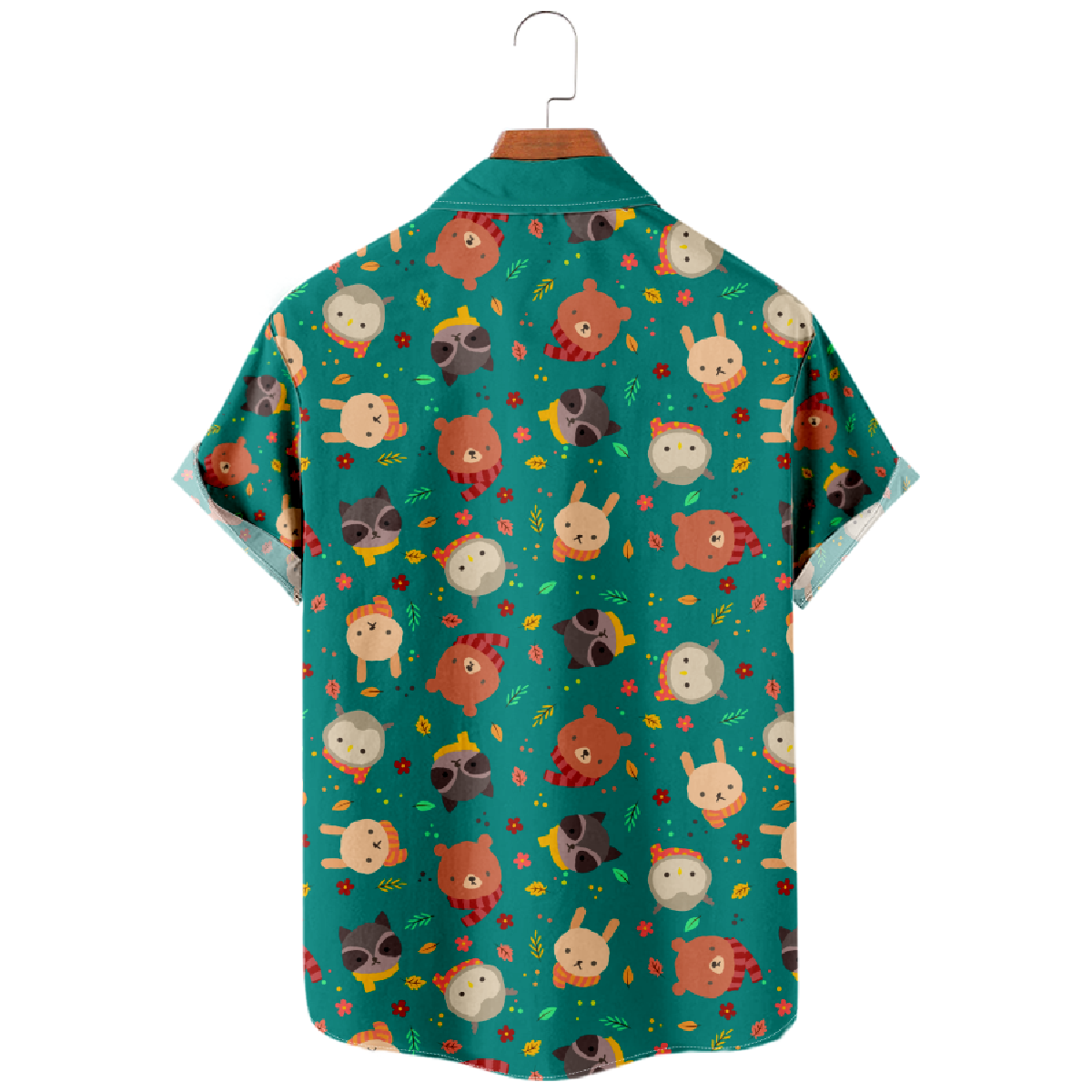 Forest Friends Button Up Shirt Men's Cute Animals Print Shirt Short Sleeve Regular Fit