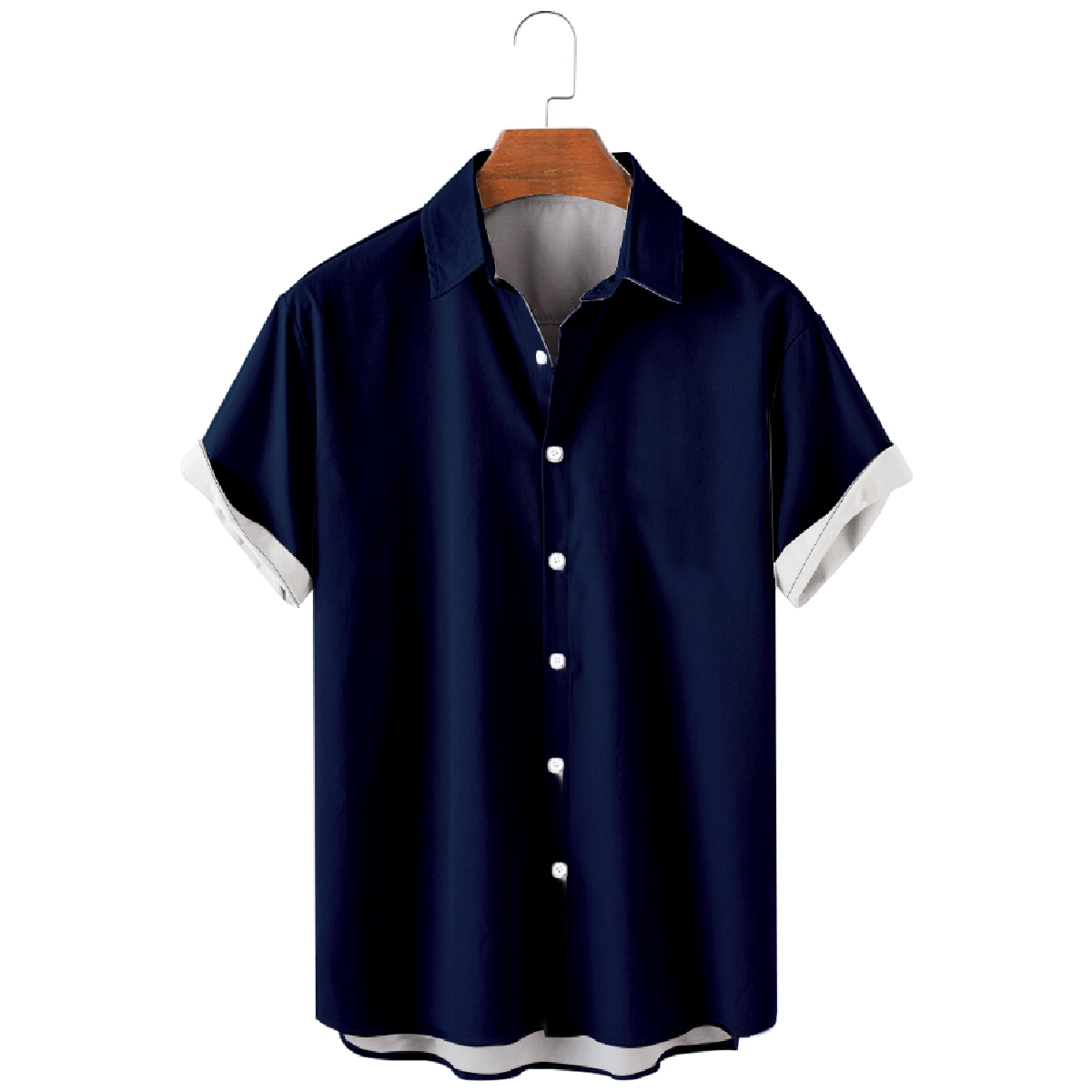 Mens Dallas Blue Button Up Shirt Short Sleeve Regular Fit Breathable Shirt