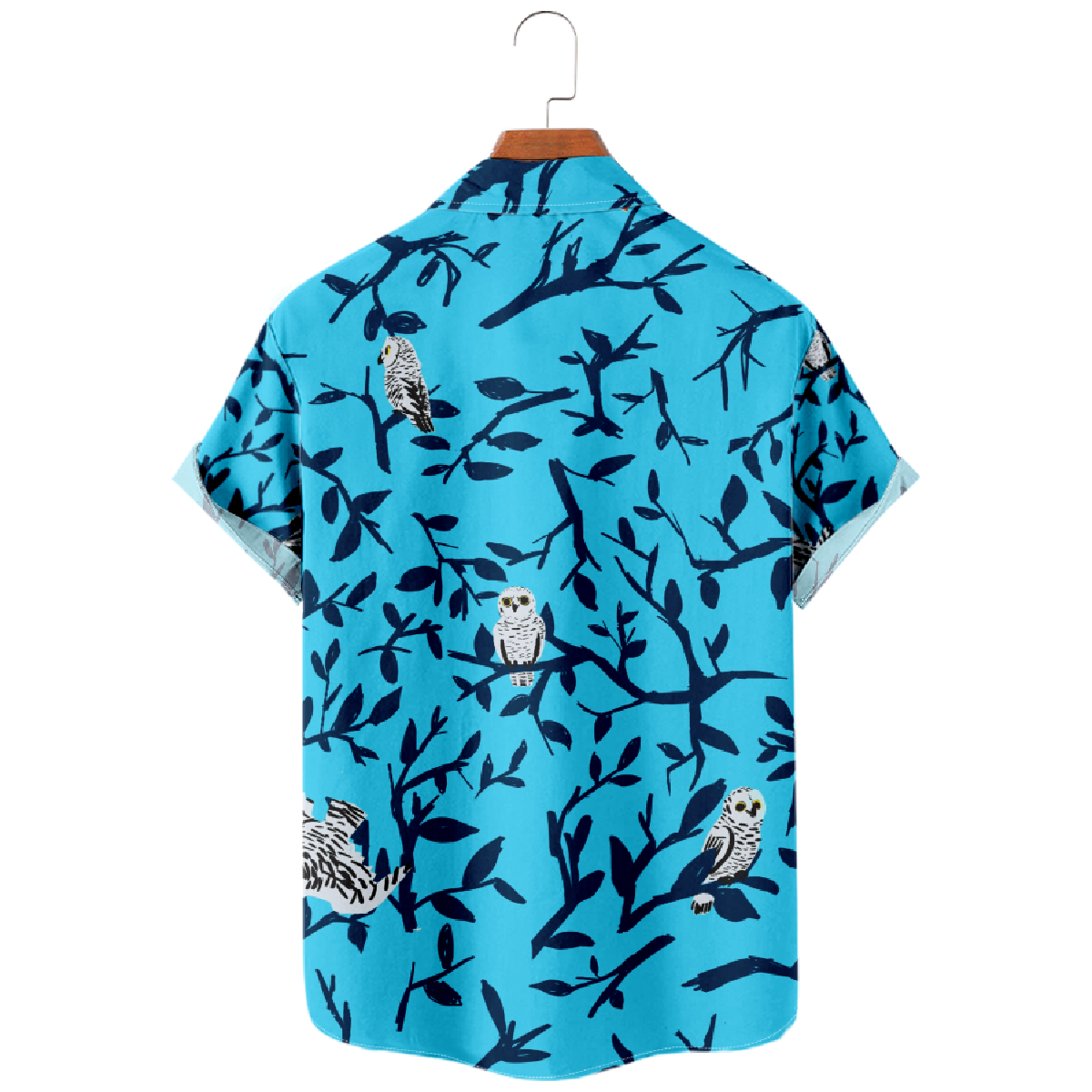 Owl Print Button Up Shirt Men's Casual Shirt Short Sleeve Straight Collar Regular Fit