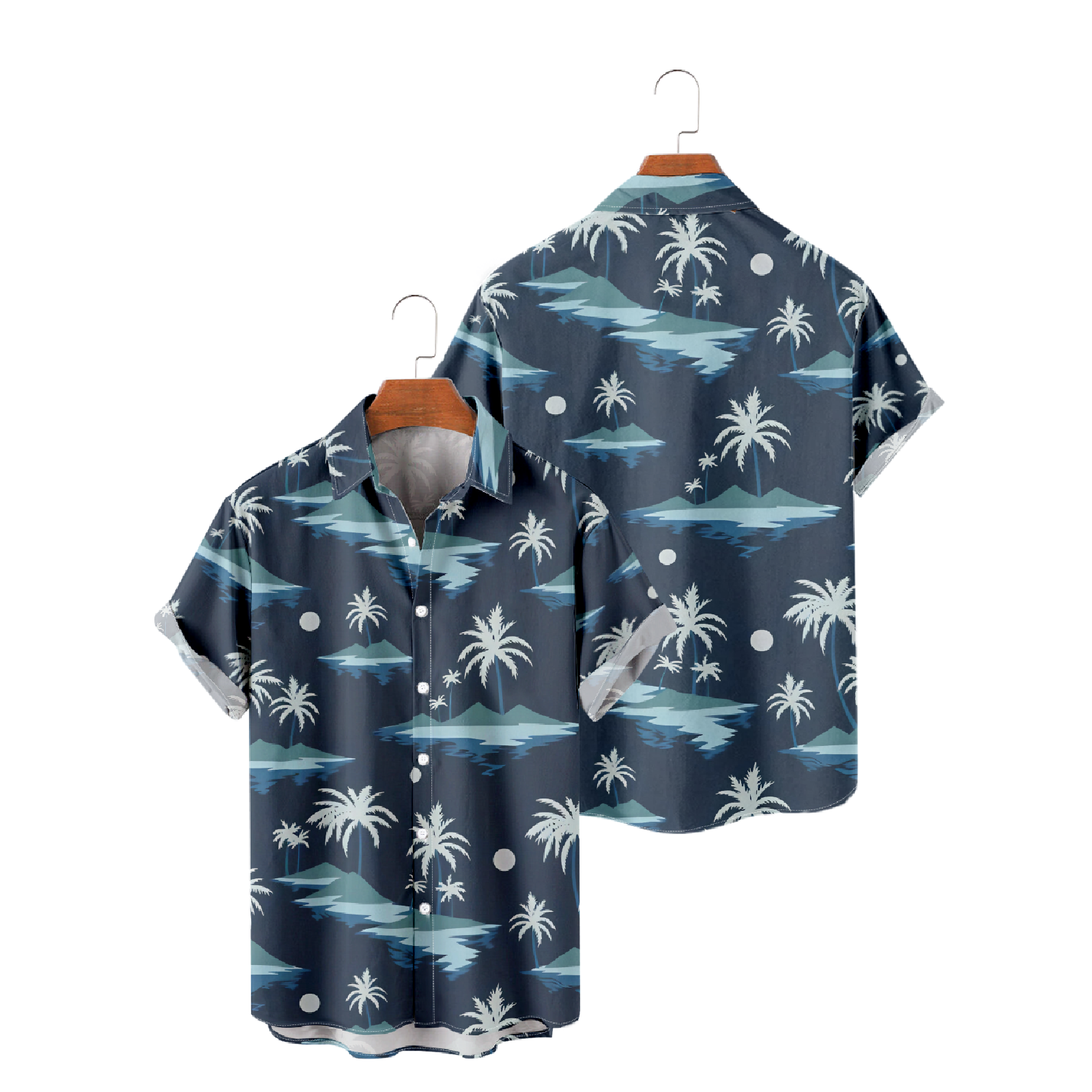 Palm Tree Hawaiian Button Short Sleeve Shirt Men's Summer Beach Shirt Thin