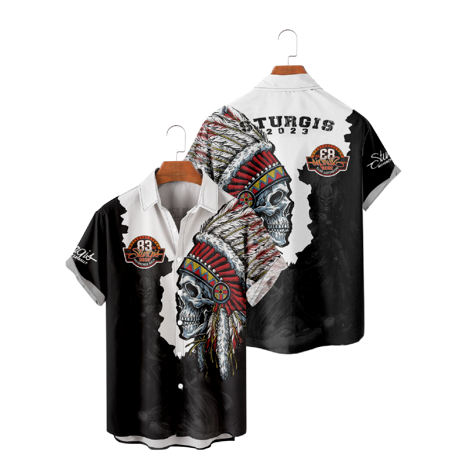 Sturgis Rally 2023 Short Sleeve Shirt Men's Button Up Shirt Graphic Print Casual Shirt