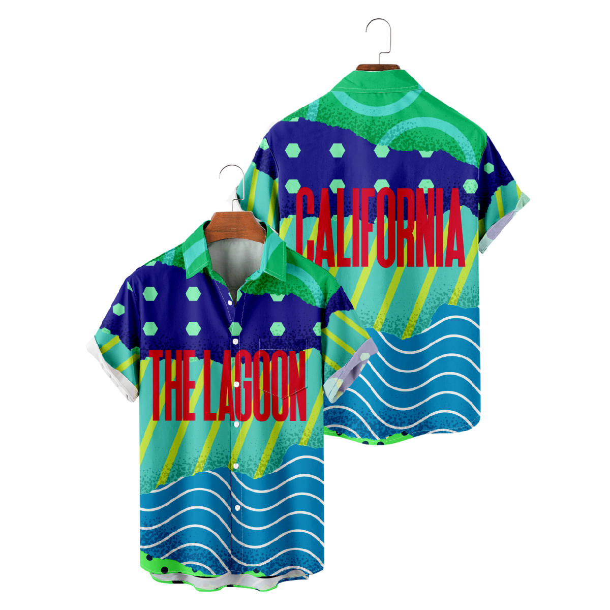 California The Lagoon Short Sleeve Shirt Men's Button Shirt Summer Hawaiian Tops