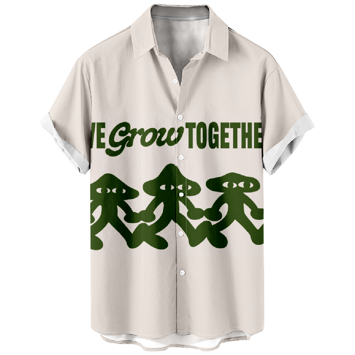 Men's Short Sleeve Shirt Mushroom Print Button Up Shirt Casual Shirt