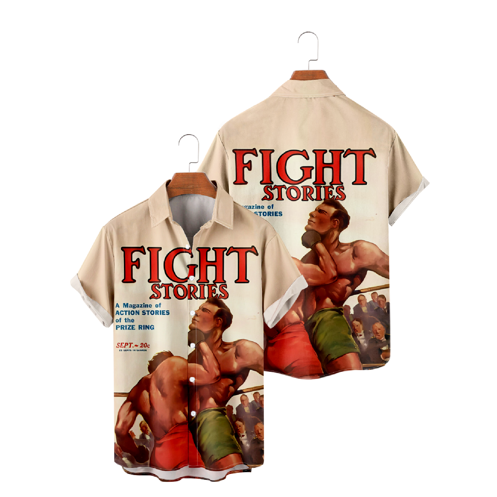 Fight Sports Button Up Shirt Men's Vintage Short Sleeve Shirt Summer Tops