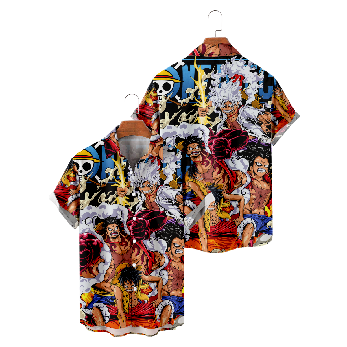 One Piece Print Shirt for Men Button Up Shirt Short Sleeve Hawaiian Shirt Ideal Gift