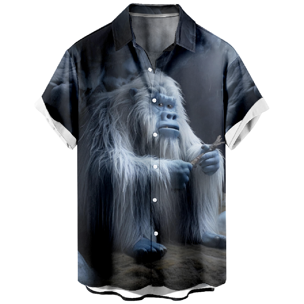 Caveman Print Button Up Shirt Men's Short Sleeve Shirt Cool Tops