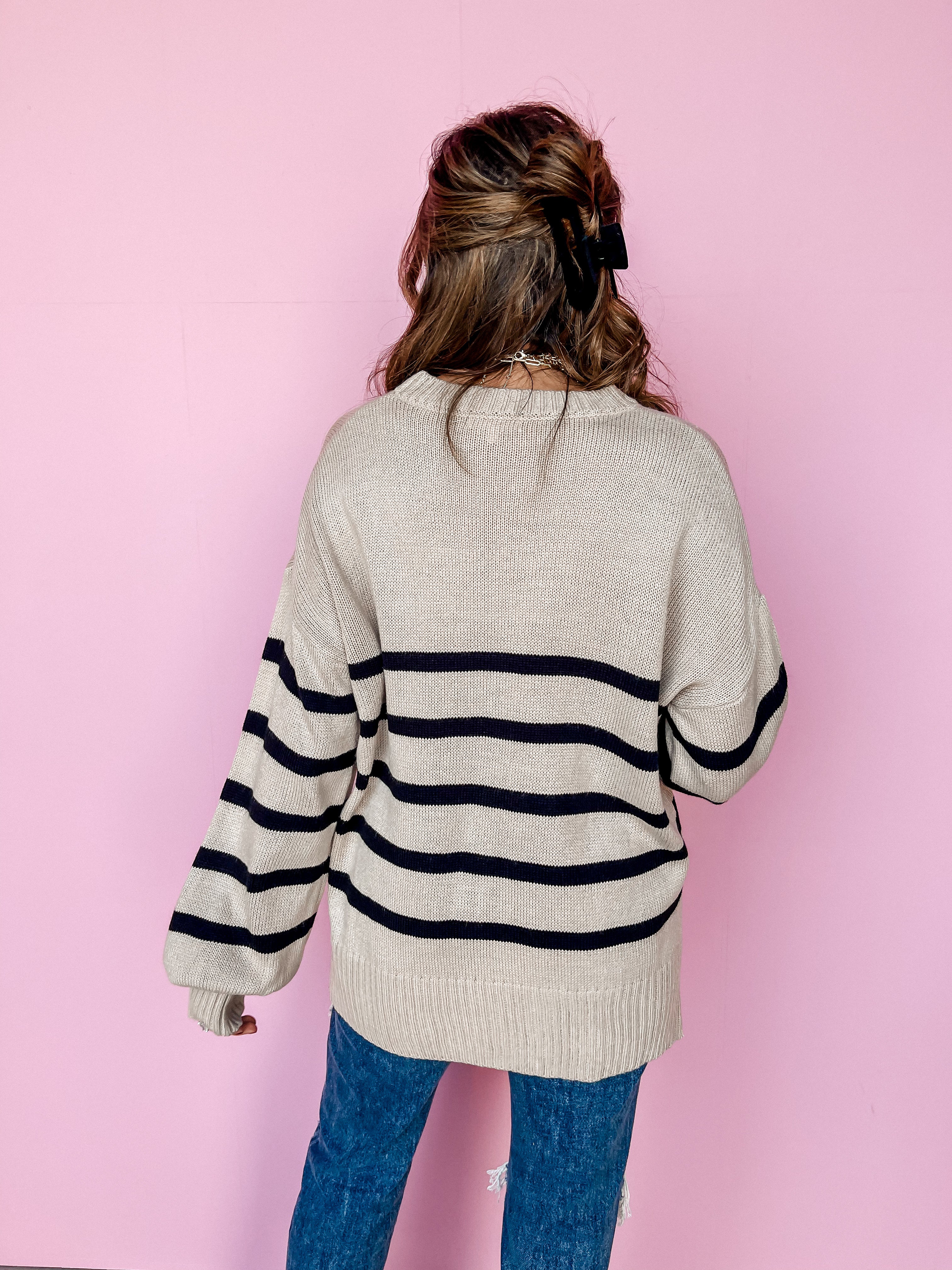 Easygoing Girly Striped Sweater