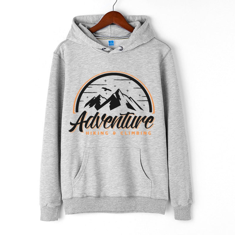 Adventure Classic Hoodie Hiking and Climbing Letter Print Pullover for Men