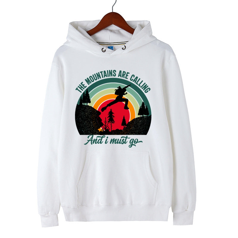 Men's Hiking Hoodie Outdoor Tops Mountains Are Calling Hiking Graphic Print