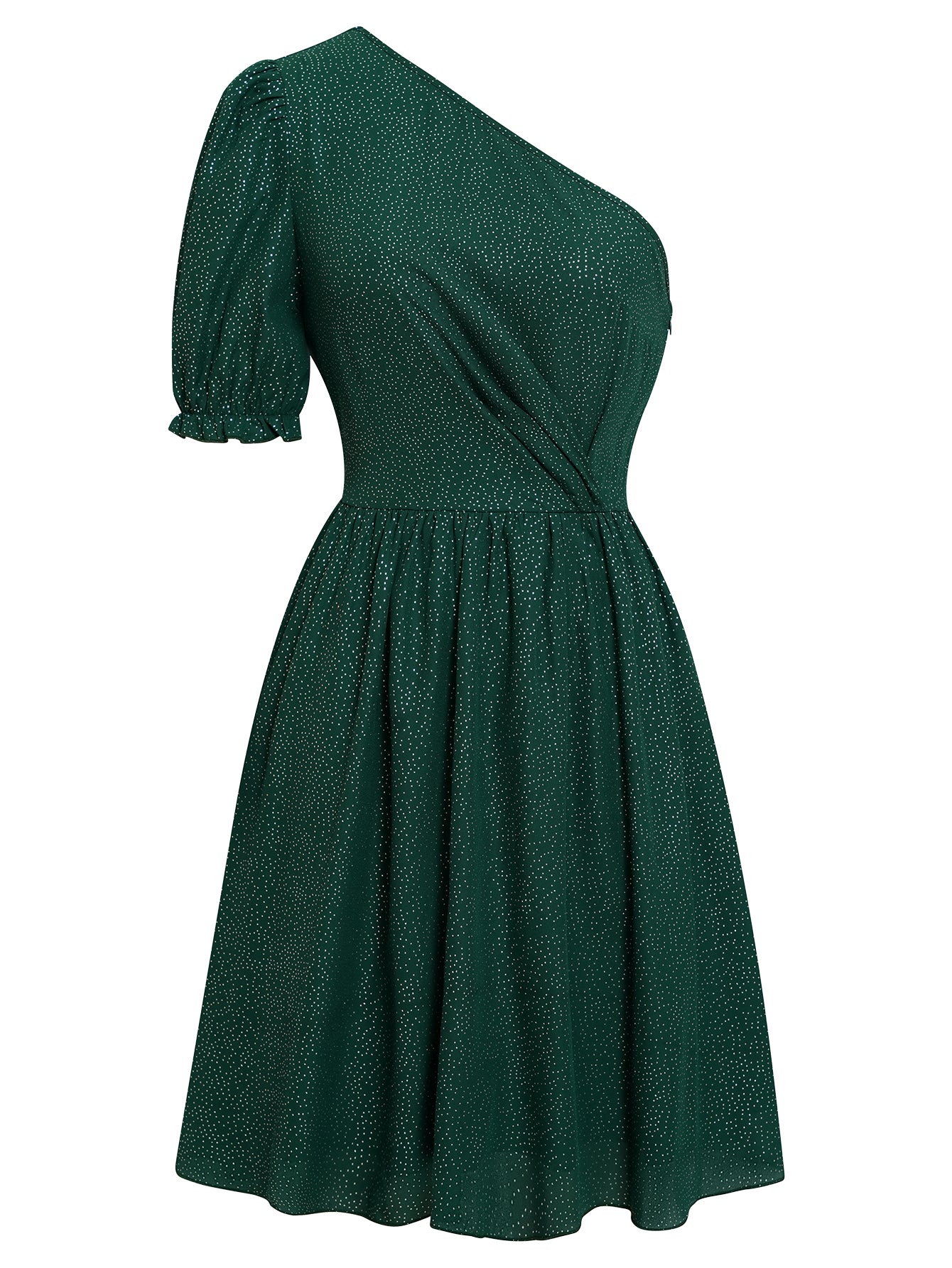 Women One-Shoulder Puff Sleeve A-Line Mini Dress