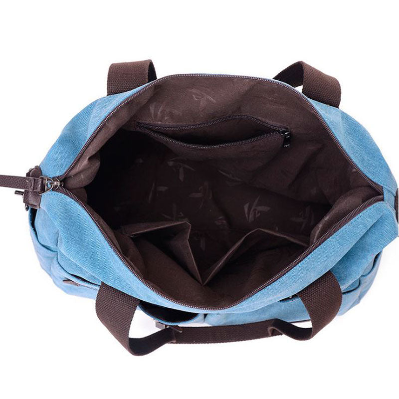 Unisex Canvas Multiple-pockets Shoulder Bag Handbags Travel Totes Purses