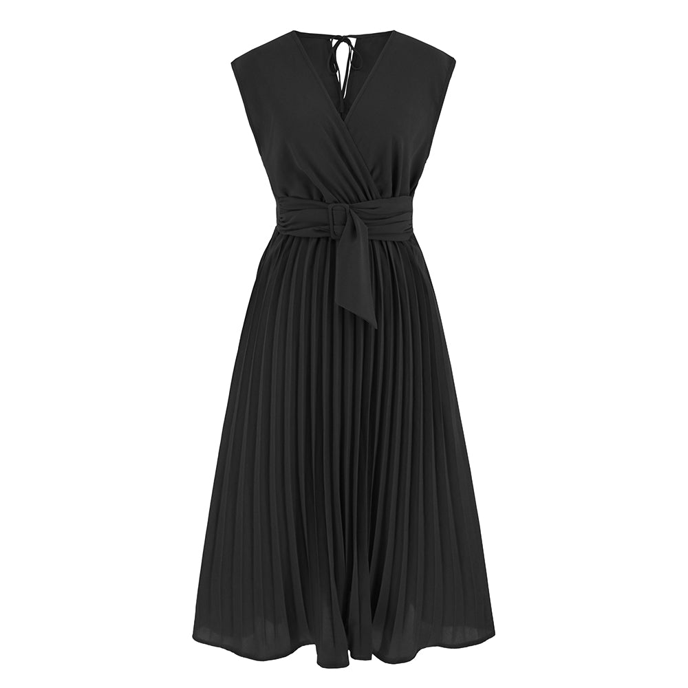 Women Sleeveless Wrap Dress Elegant Long Dress High Waist
