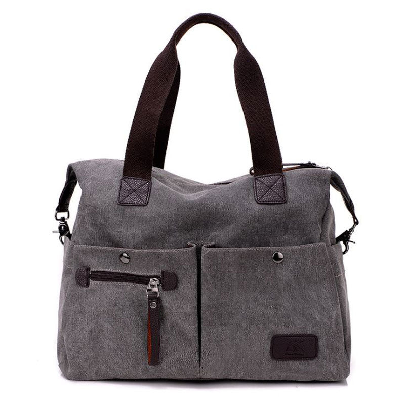 Unisex Canvas Multiple-pockets Shoulder Bag Handbags Travel Totes Purses