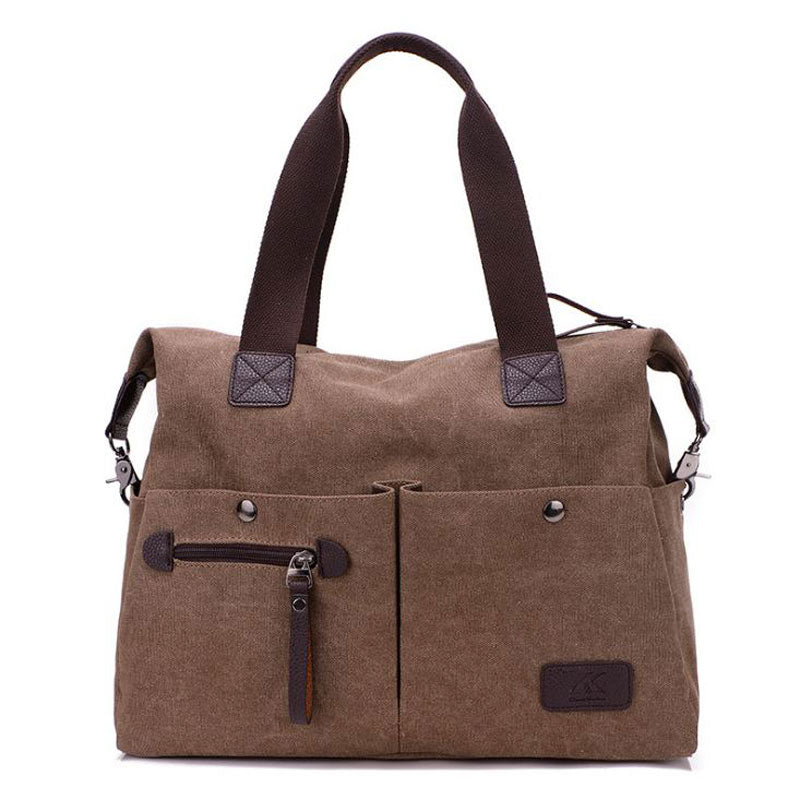 Unisex Canvas Multiple-pockets Shoulder Bag Handbags Travel Totes Purses