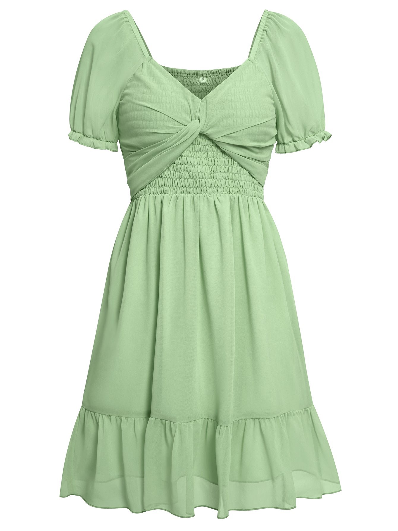 Women Frenchy Sweetheart Neck Layered Hem Dress Tie Back Skirt