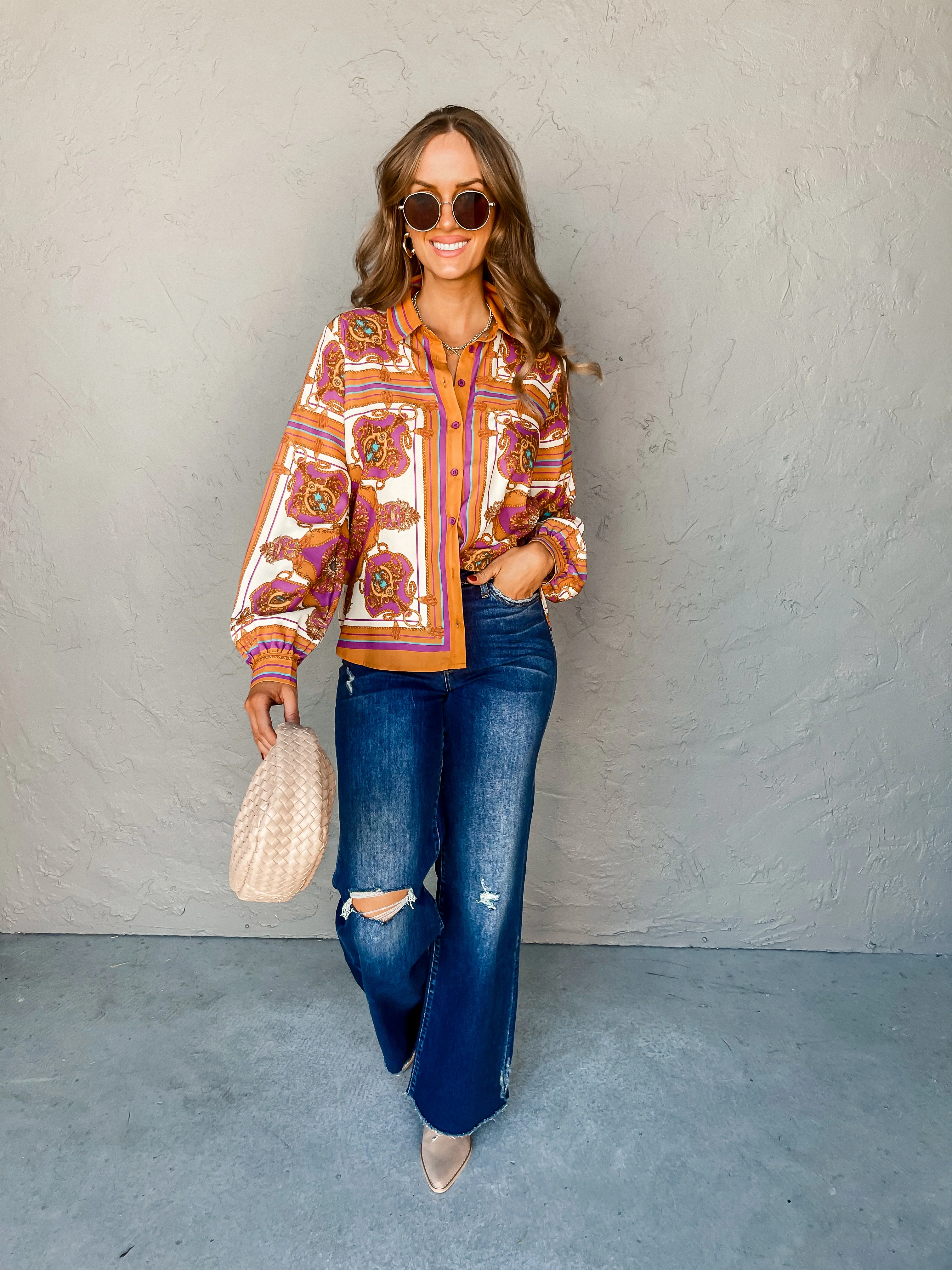 Capture The Moment Printed Button Front Top