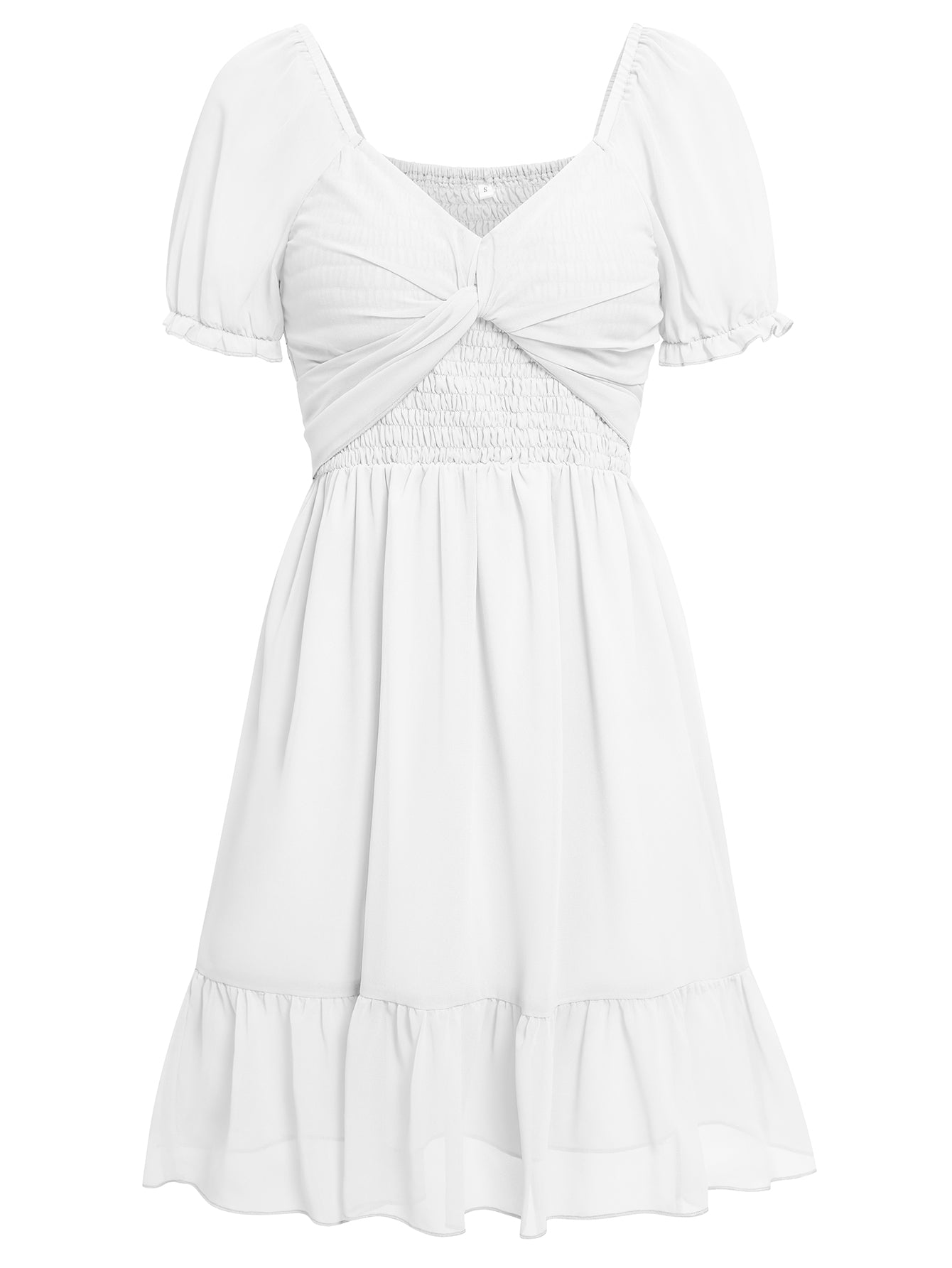 Women Frenchy Sweetheart Neck Layered Hem Dress Tie Back Skirt