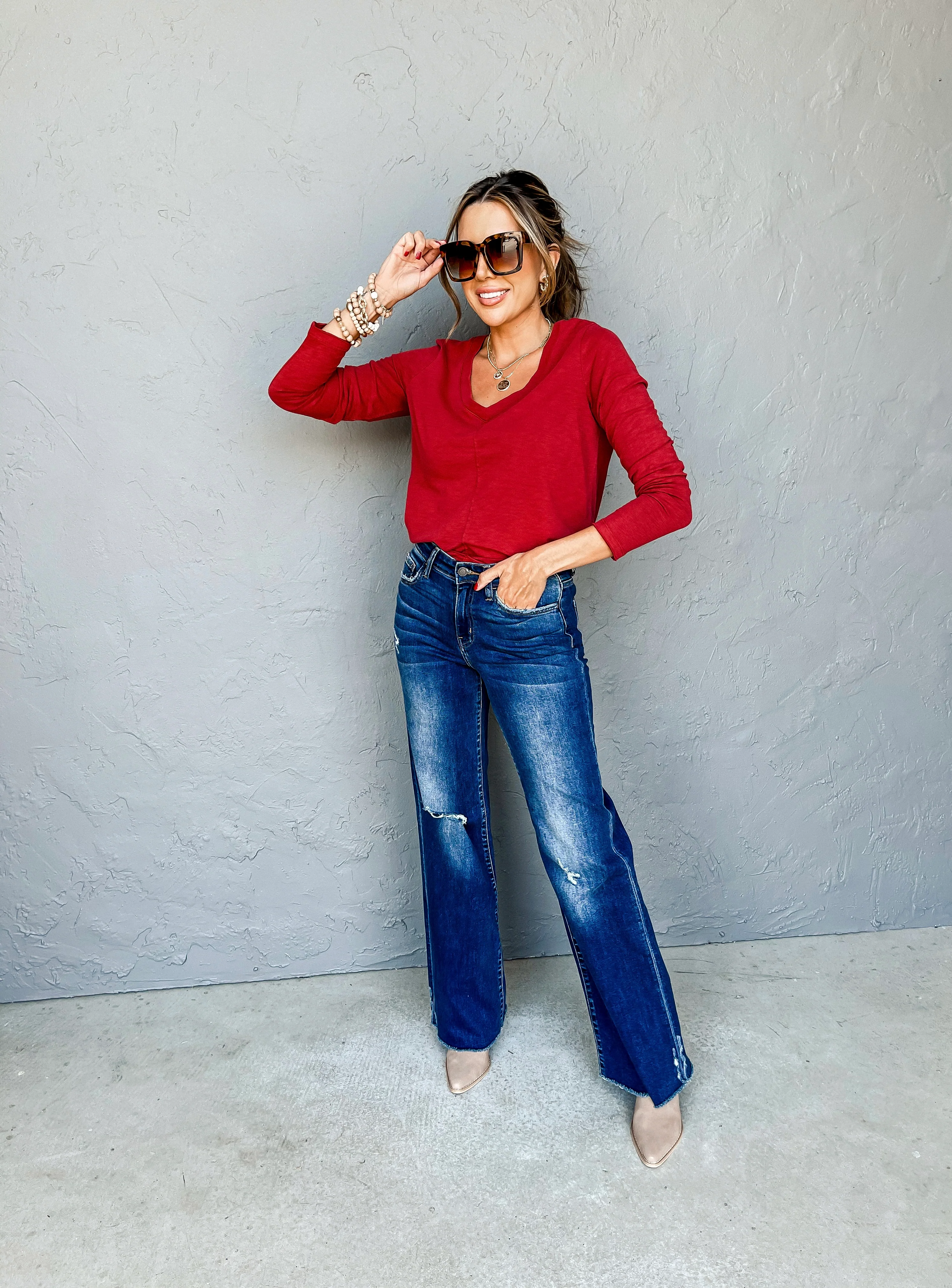 [Z Supply] Dream Slub Long Sleeve Tee-Ruby