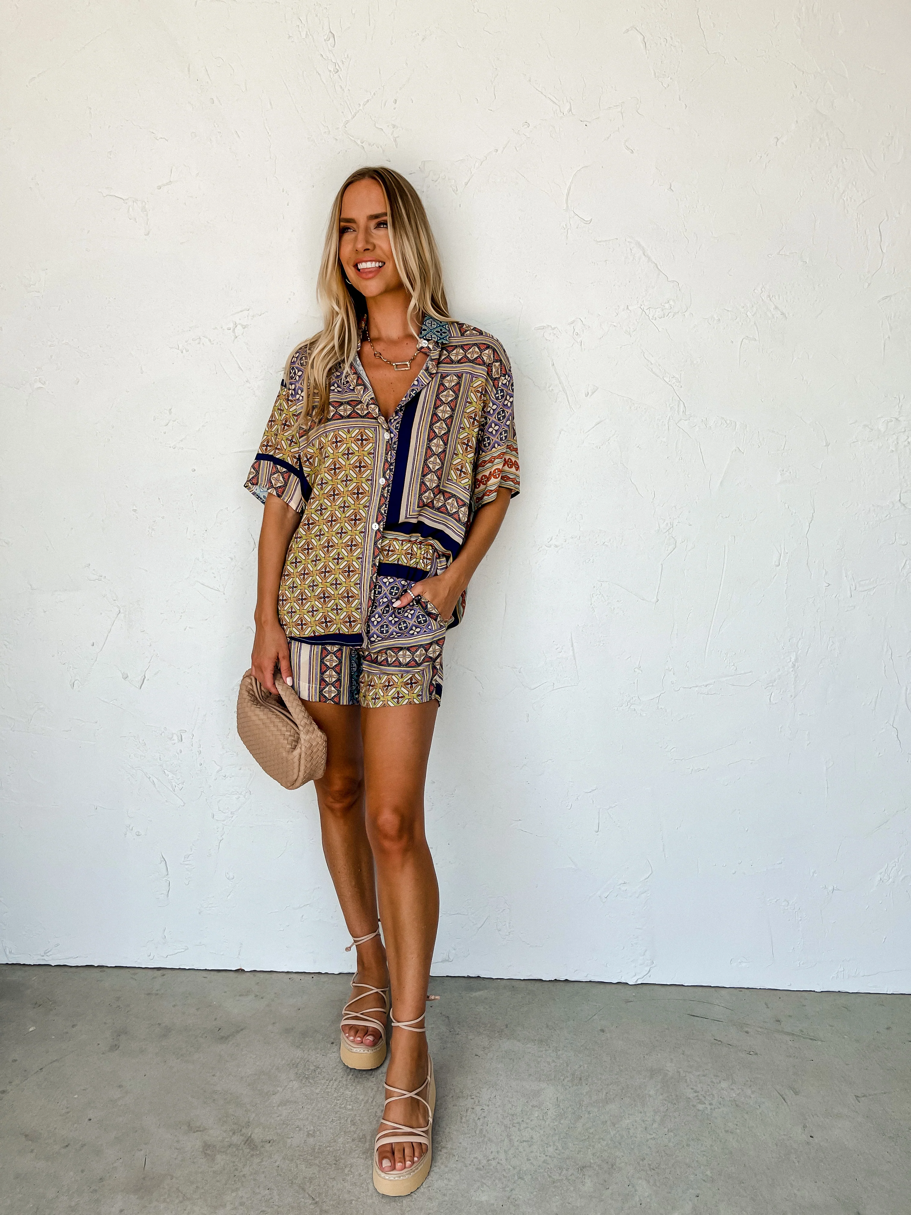 Stellar Style Patchwork Button Front Top