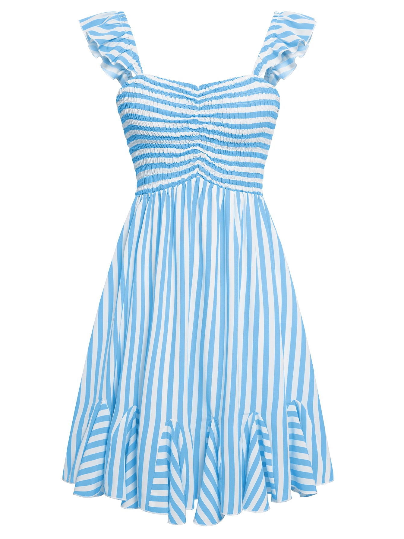 Women Off Shoulder Puff Mini Striped Dress Backless Party Skirt