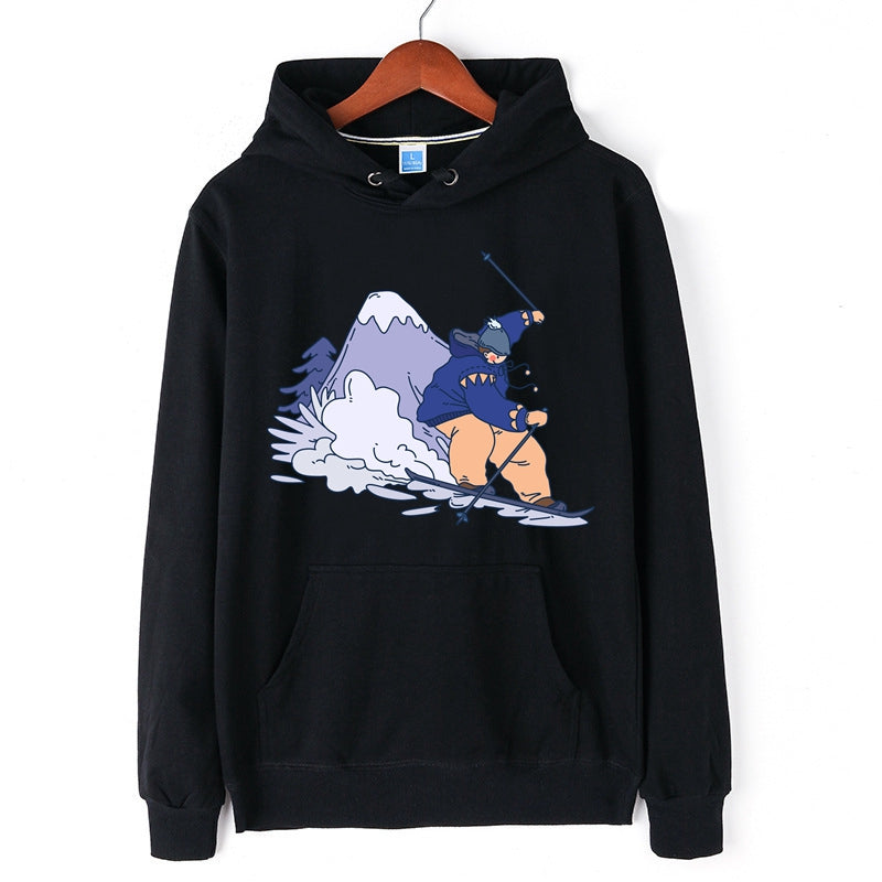 Skiing Hooded Sweatshirt Creative Skiing Graphic Print Hoodie Pullover for Men