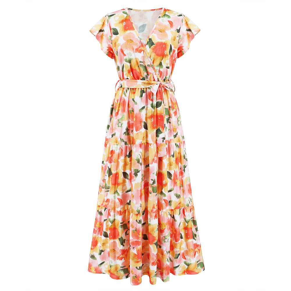 Women All Over Floral Print Layered Hem Dress