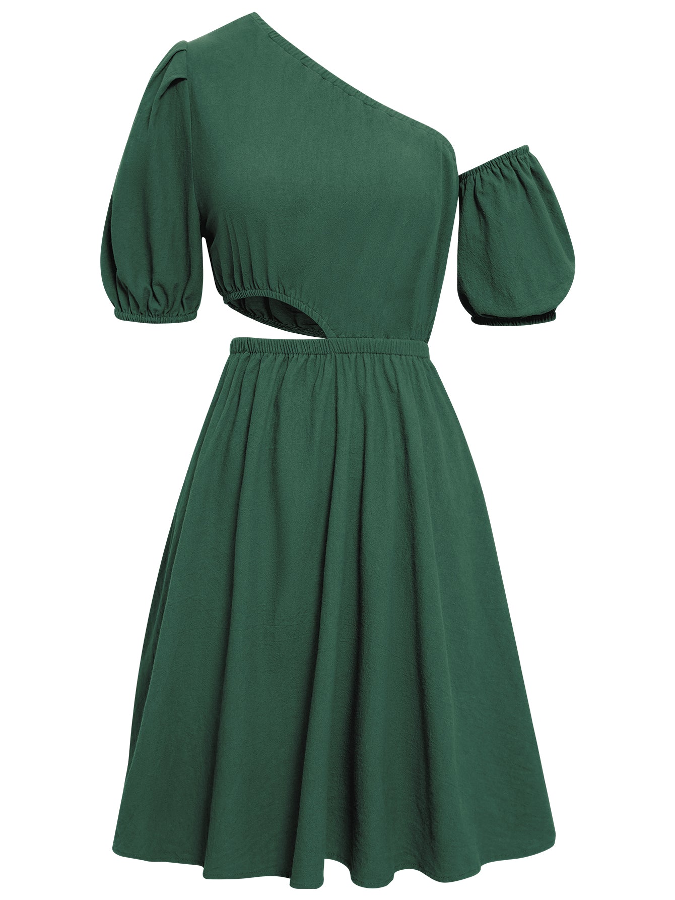 Women Asymmetrical Off Shoulder Cut-Out Dress Short Sleeves