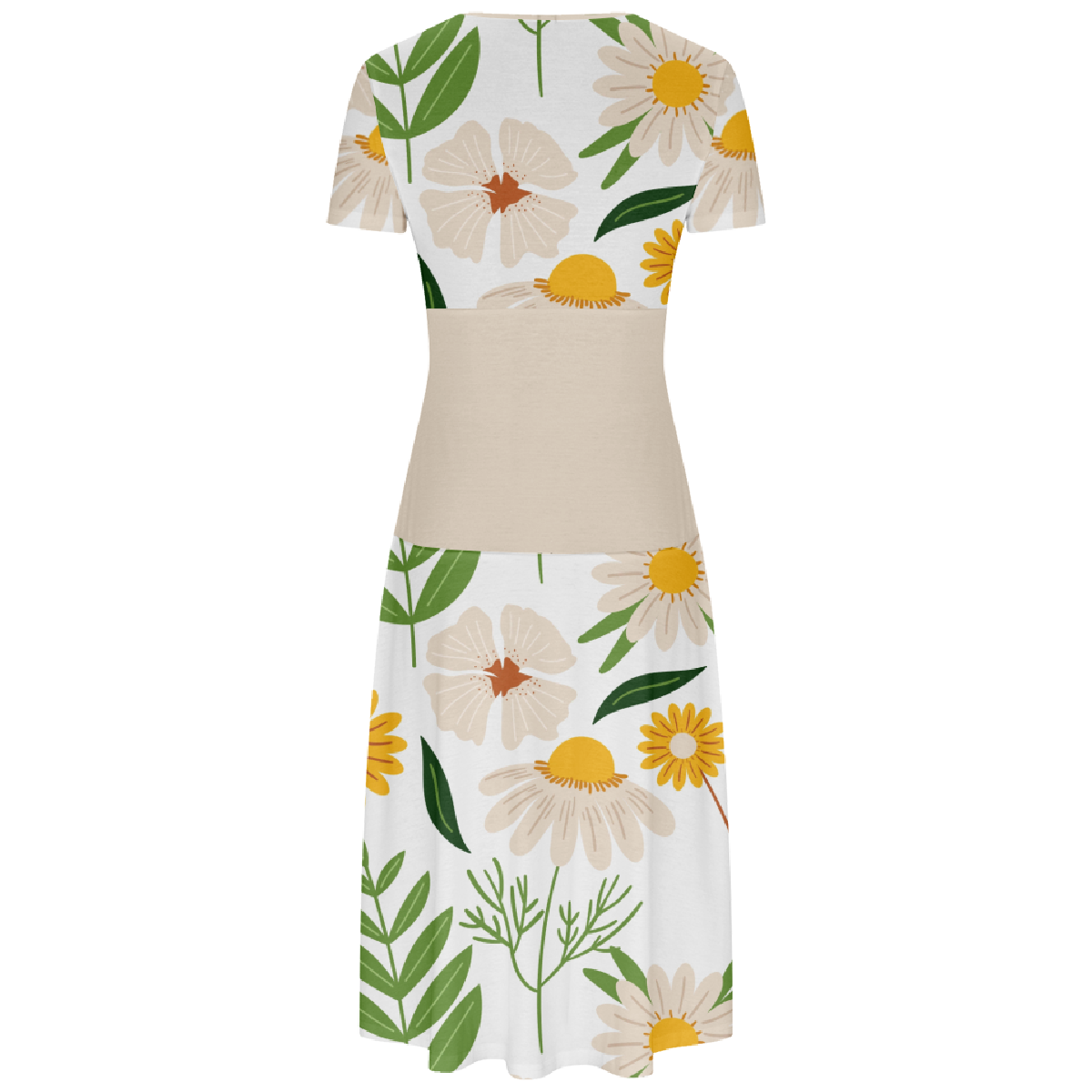 Women Floral Print Bodycon Dress Short Sleeve V-Neckline Dress