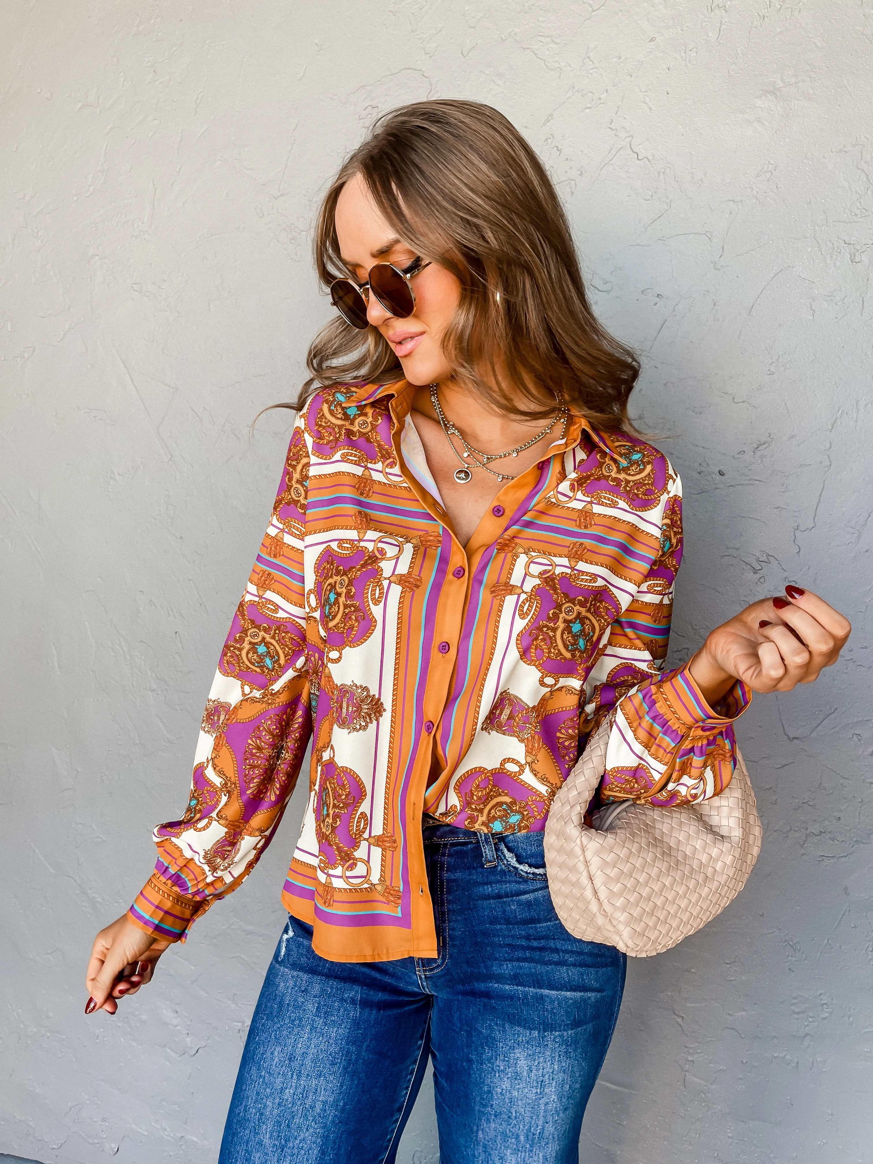 Capture The Moment Printed Button Front Top