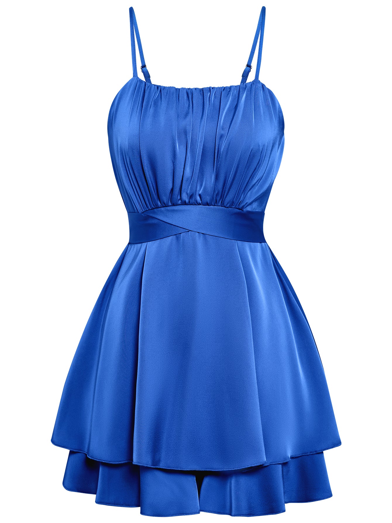 Women Silky Ruffle Sleeveless Skirt Tie Back Dress