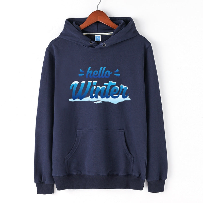 Hello Winter Snow Graphic Hoodie Men's Outdoor Sweatshirt Cotton Merch