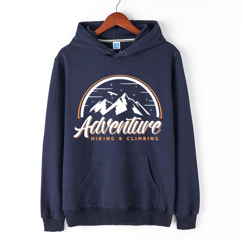 Adventure Classic Hoodie Hiking and Climbing Letter Print Pullover for Men
