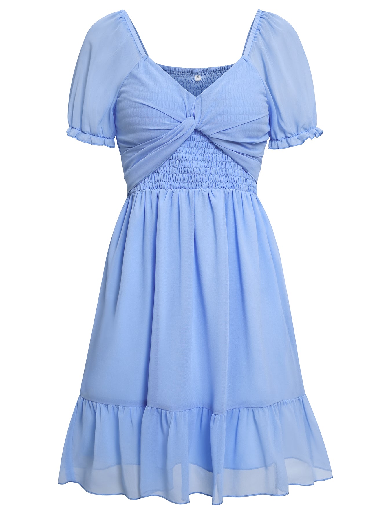 Women Frenchy Sweetheart Neck Layered Hem Dress Tie Back Skirt