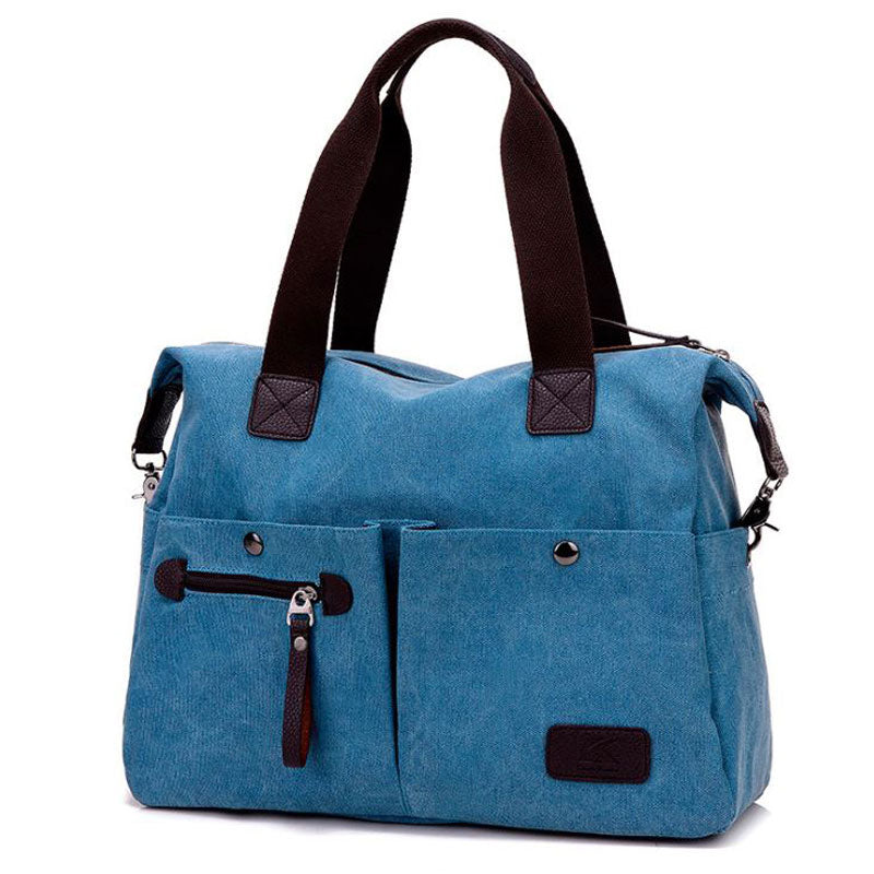 Unisex Canvas Multiple-pockets Shoulder Bag Handbags Travel Totes Purses