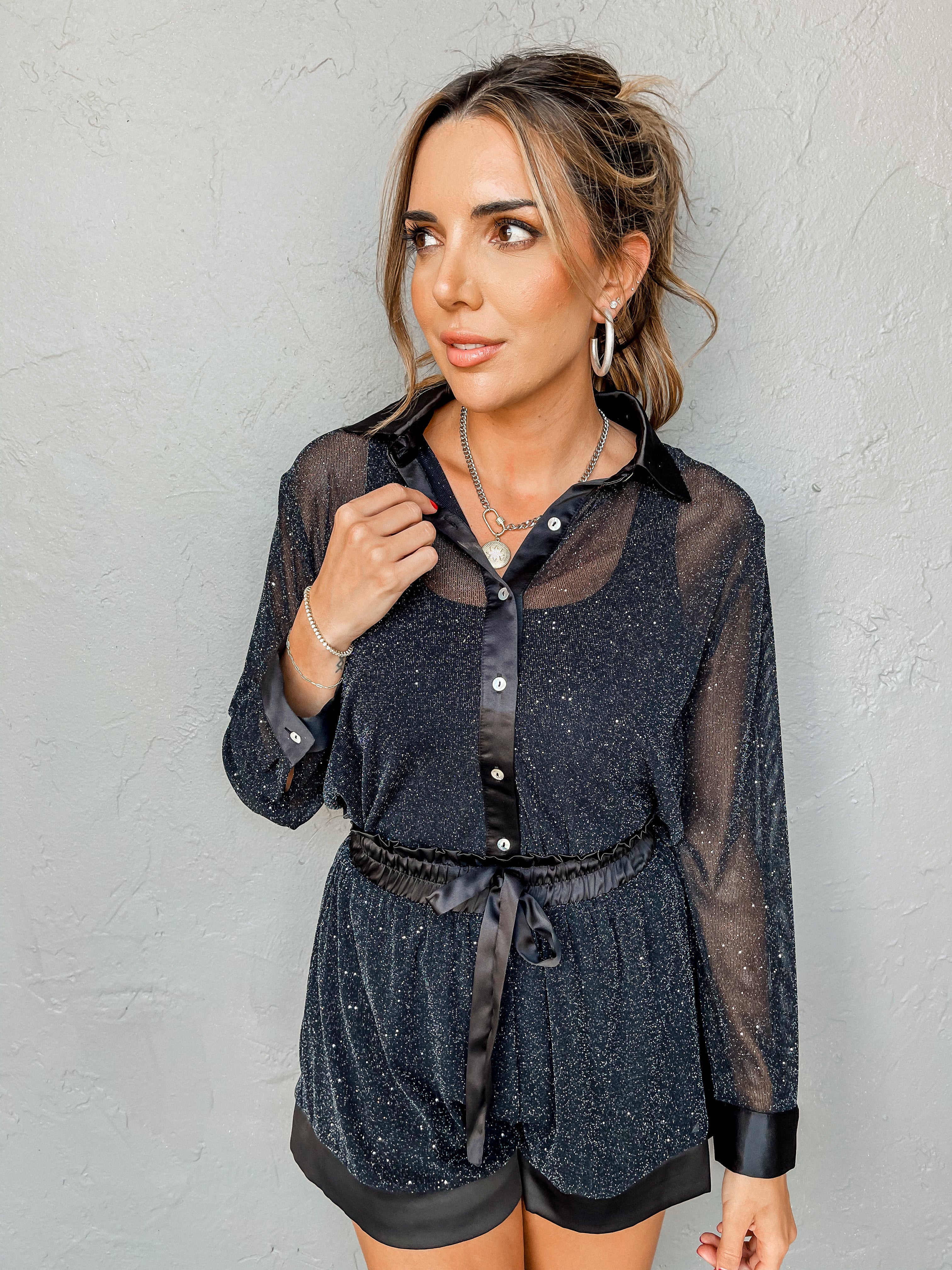 Maxed Out Sheer Satin Trim Top