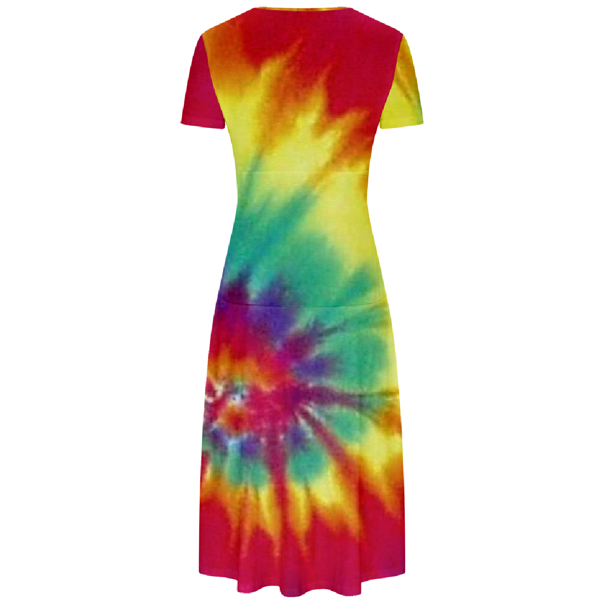 Women Tie Dye Bodycon Long Dress Short Sleeve V-Neckline Dress
