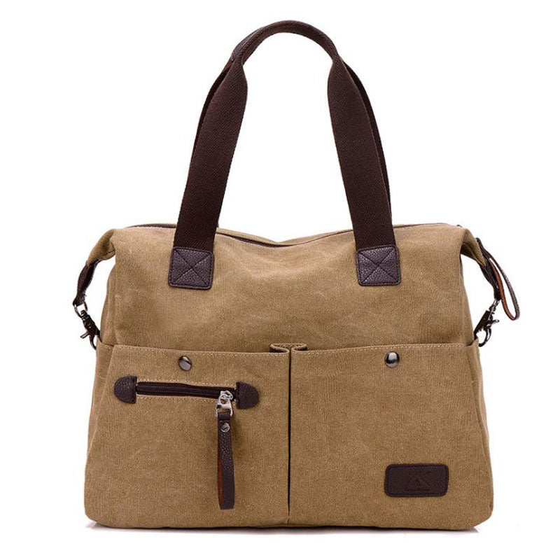 Unisex Canvas Multiple-pockets Shoulder Bag Handbags Travel Totes Purses