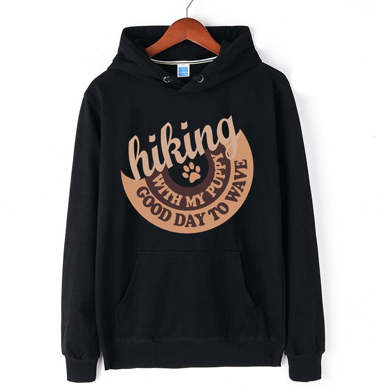 Outdoor Hiking Letter Print Hoodie Cotton Costume Hooded Sweater for Men