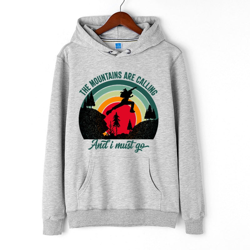 Men's Hiking Hoodie Outdoor Tops Mountains Are Calling Hiking Graphic Print